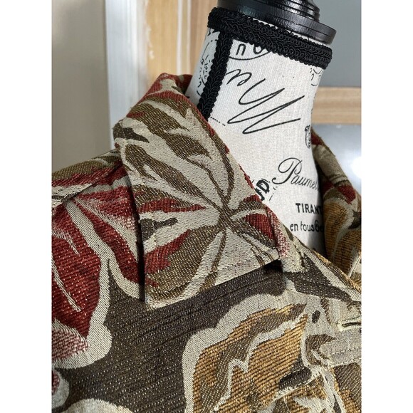 Laura Ashley Womens Jacket Medium Brown Floral Button Front Pockets Collar - Picture 5 of 9